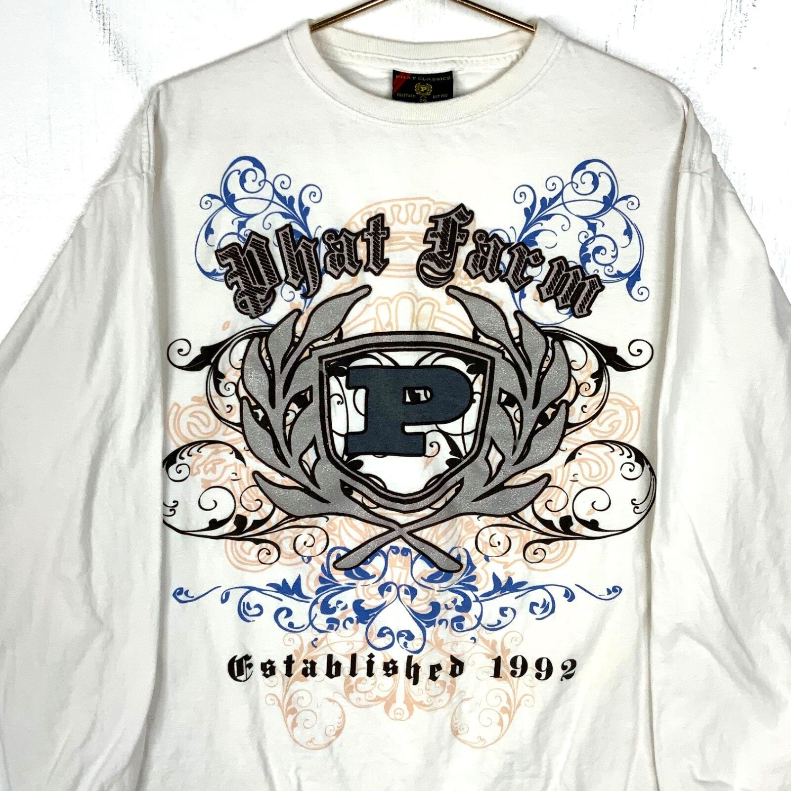 PHAT FARM 長袖シャツ XL ネイビー/グレー 90\u0027s~00\u0027s PHAT FARM&frasl;ファットファーム Gジャン デニムジャケット