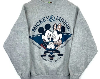 vintage Mickey et Minnie sweat ras du cou Extra Large Disney gris des années 90