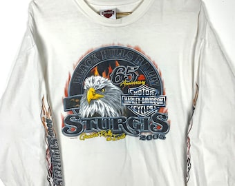 Vintage Harley-Davidson Long Sleeve Shirt Extra Large White 2005 Double Sided