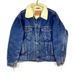 Vintage Levi’s Sherpa Lined Denim Jean Jacket Size Large Blue