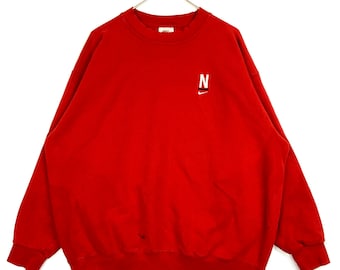 Vintage Nike Swoosh Embroidered Sweatshirt Crewneck Size XL Made In Usa Red