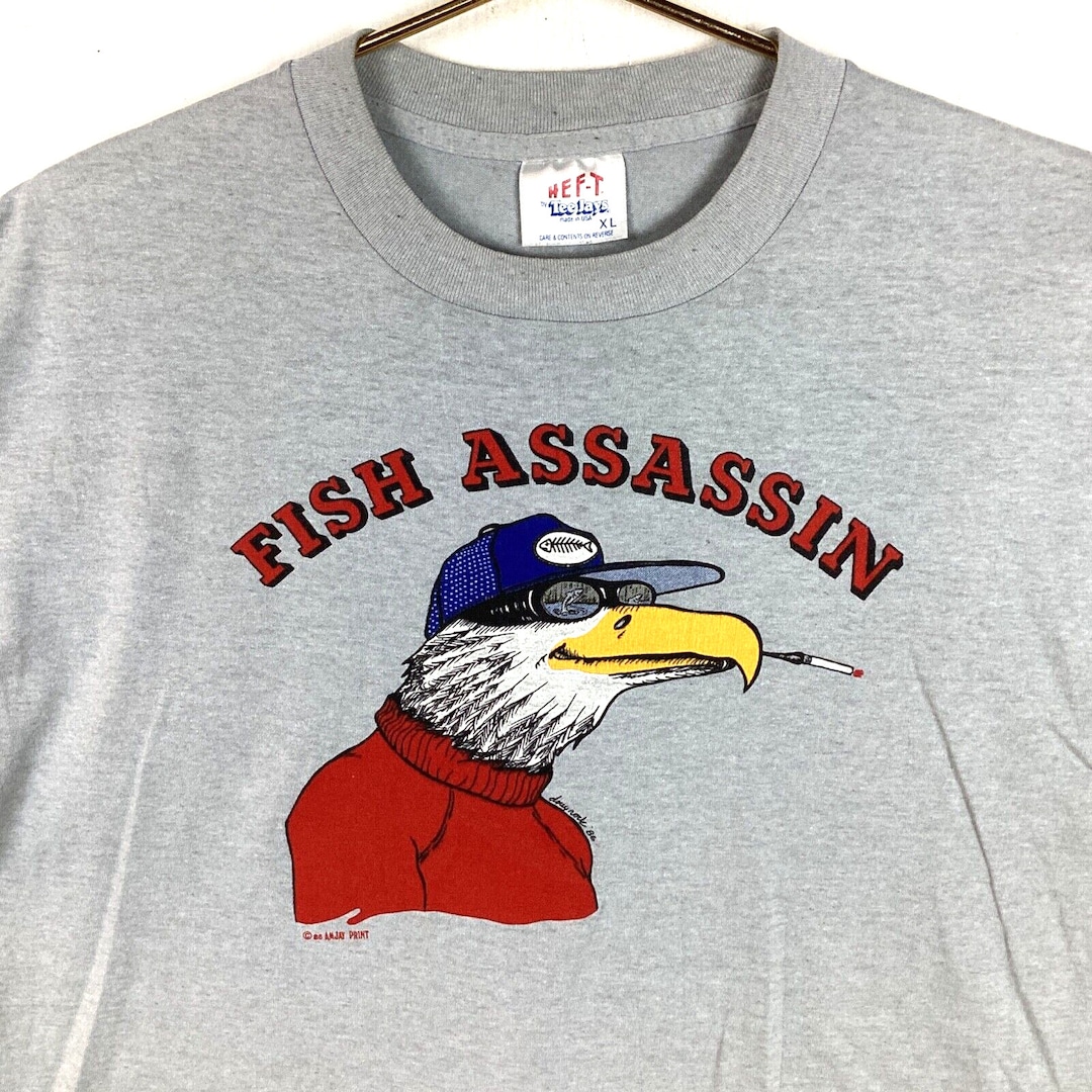 Fish Assassin Vintage 1980s Fish Assassin T-shirt Size XL 1986 Single Stitch 80s - Etsy
