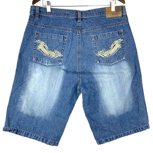 Vintage Baggy Y2K Denim Jeans Shorts Size 36 Blue