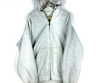 Vintage Carhartt Full Zip Sweatshirt Hoodie Size XL Gray Workwear Active Lined
