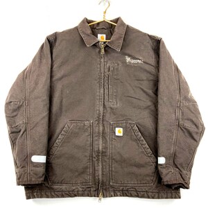 Carhartt Canvas Arctic Sherpa Lined Work Jacket Size XL Brown Workwear ...