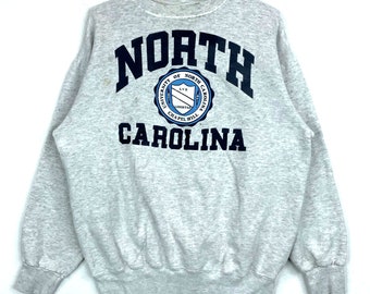 Vintage North Carolina Sweatshirt Crewneck XL Emblem Made In Usa Gray Ncaa 90s