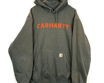 Carhartt Pullover Hoodie Jacket 2XL Gris Workwear Coupe ample