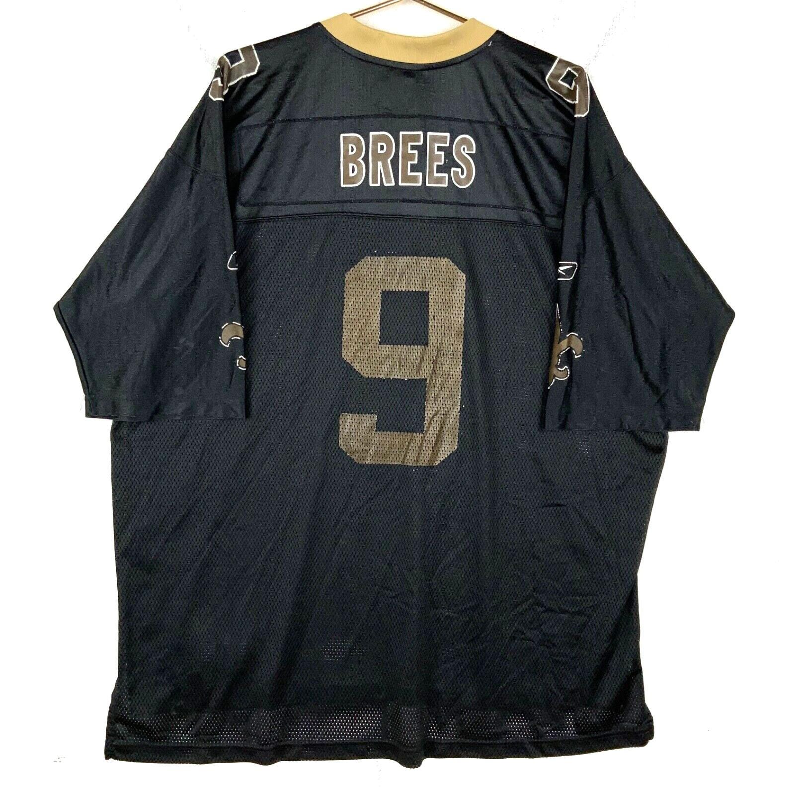 Vintage Drew Brees New Orleans Saints Reebok Jersey Size 2XL Black