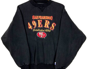Vintage San Francisco 49ers Logo 7 Sweatshirt Large Nfl Black Embroidered 90s