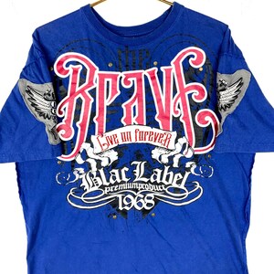 Vintage Y2K Blac Label T-Shirt 2XL Blue Double Sided Live On Forever