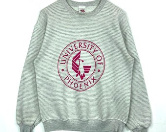 Vintage University Of Phoenix Women's Sweatshirt Crewneck Large Gray Usa 90s