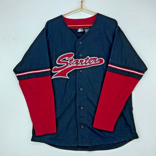 Starter Vintage Long Sleeve Jersey Size Large Black Baseball