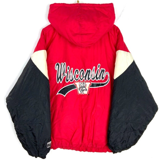 Vintage Wisconsin Badgers Puffer Jacket Large Log… - image 1