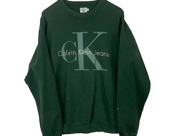 Vintage Calvin Klein Jeans Sweatshirt Crewneck Large Green 90s