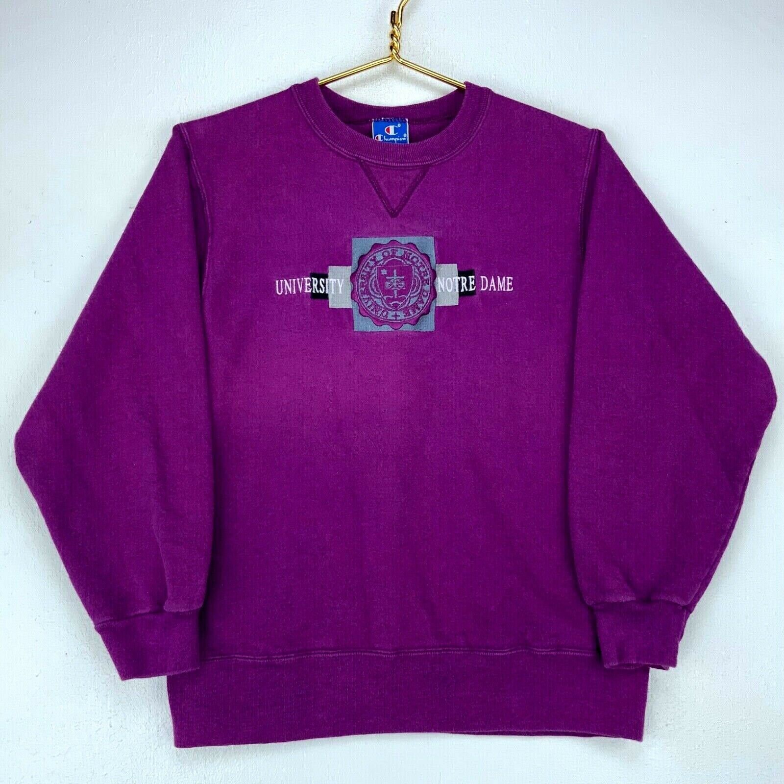 Notre Dame Vintage Sweatshirt Crewneck Medium Magenta -
