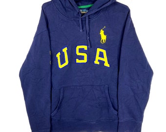 Vintage Polo Ralph Lauren Hoodie Sweatshirt Größe 2XL Blau bestickt Y2K