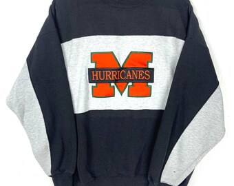 Vintage Miami Hurricanes Sweatshirt Crewneck Größe Groß Ncaa bestickt 90er Jahre