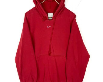 Vintage Nike Center Swoosh Sweatshirt Hoodie Grösse Medium Rot 90er