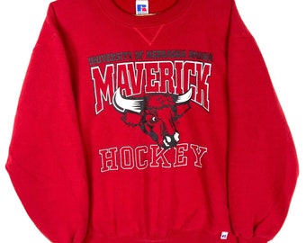 Jahrgang Nebraska Omaha Maverick Hockey Russell Athletic Sweatshirt große Ncaa