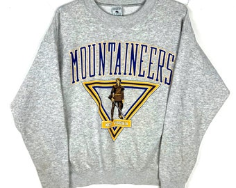 Vintage West Virginia Mountaineers Sweatshirt Large Grau Ncaa 90s