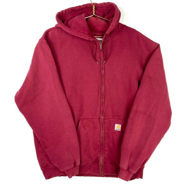 Vintage Carhartt Full Zip Sweatshirt Hoodie 2XL Tall Red Workwear