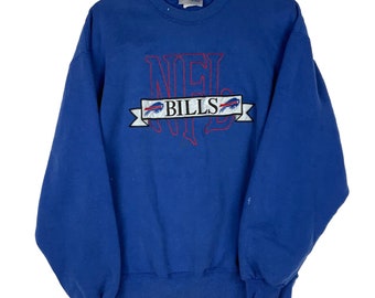 Vintage Buffalo Bills Chalk Line Sweatshirt Large Blue Nfl Football 50/50 90s