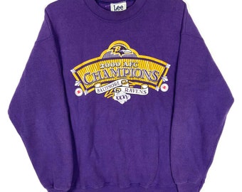 Vintage Baltimore Ravens Super Bowl Crewneck Sweatshirt Large Purple Nfl 90s