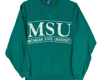 Vintage Michigan State University Champion Sweatshirt Large Green Ncaa 90s