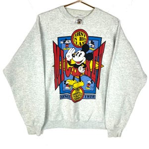 Vintage Mickey Mouse Disney Sweatshirt XL Gray Cartoon First In His Class 90s