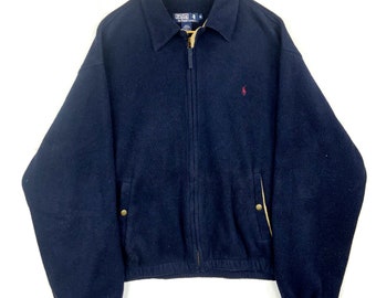 Vintage Polo Ralph Lauren Fleece Sweater Jacket Extra Large Blue Zip