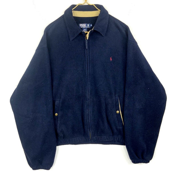 Vintage Polo Ralph Lauren Fleece Sweater Jacket Extra Large Blue Zip