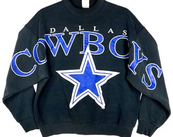 Vintage Dallas Cowboys Sweatshirt Size Large Cliff Black NFL 90s Big Spellout