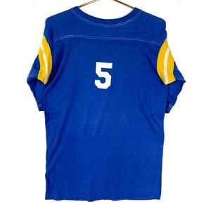 Vintage 1980s Football T-Shirt XL Blue Heathknit Made In Usa