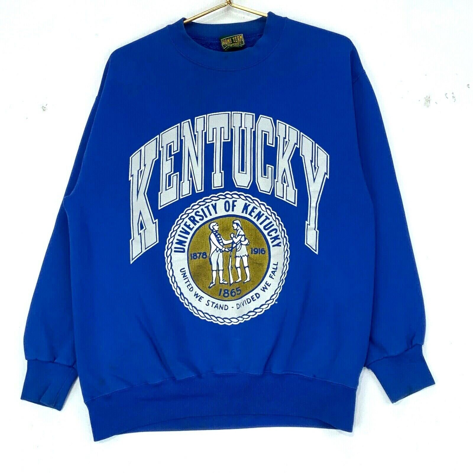 Free shipping 1960s vintage crewneck in blue with some cool patch mending Kleding Dameskleding Hoodies & Sweatshirts Sweatshirts 