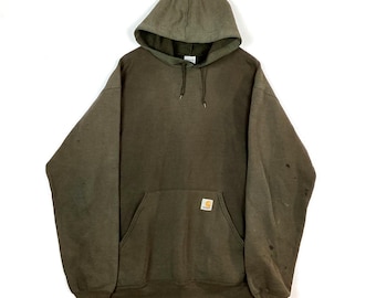 Vintage Carhartt Full Zip Sweatshirt Hoodie 2XL Tall Red