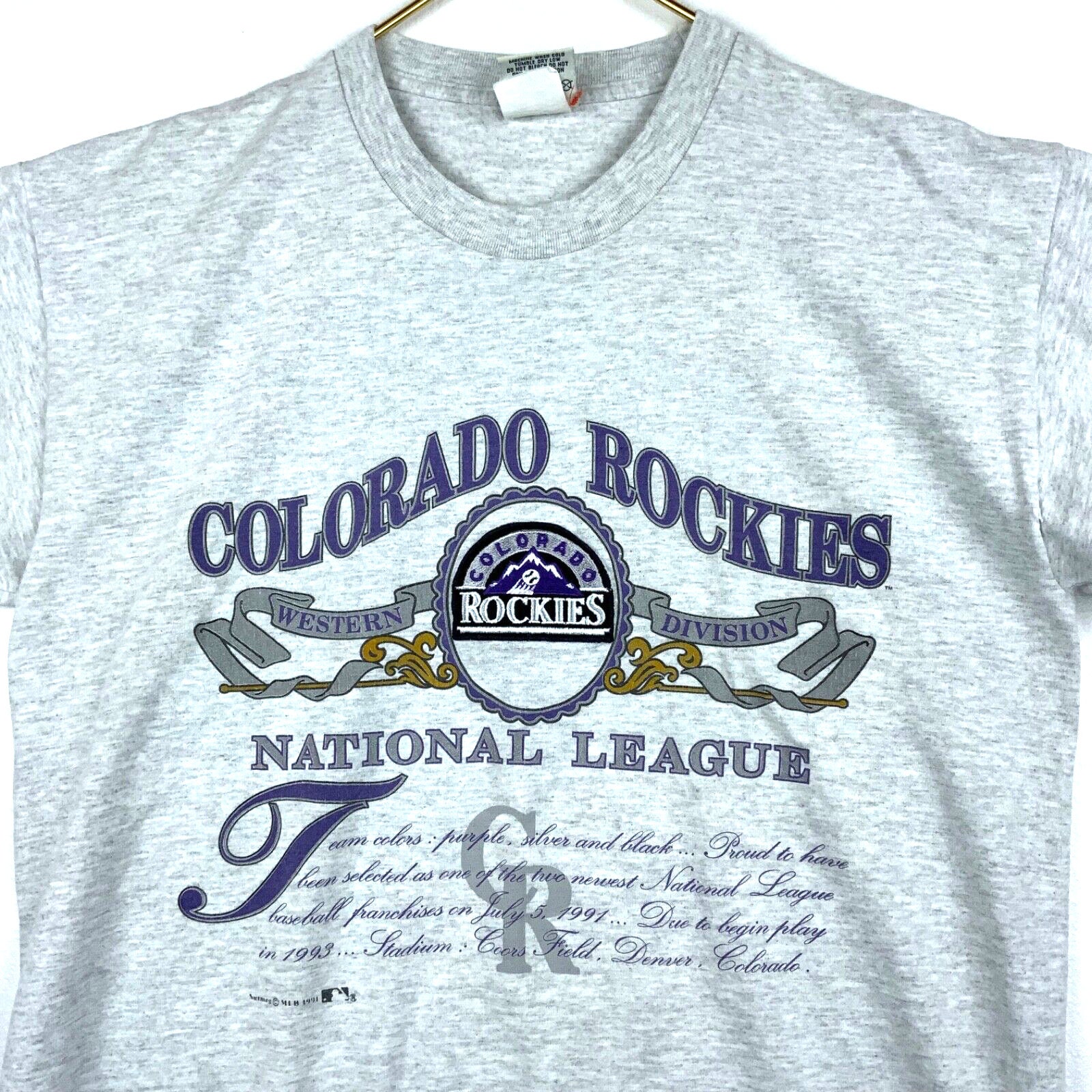 Vintage 1993 Colorado Rockies Starter Graffiti Print T-Shirt Sz.XL