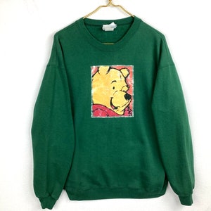 vintage Winnie l'ourson Disney sweat ras du cou taille moyen vert fabriqué aux Etats-Unis