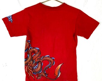 Vintage Jnco Jeans Dragon T-shirt Youth Medium Red Double