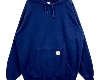 Carhartt Tall Drawstring Sweatshirt Hoodie Size XL Blue Workwear