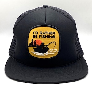 Vintage 1980&#39;s Trucker Snap Back Hat Cap Adjustable I’d Rather be Fishing