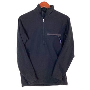 Vintage Patagonia Fleece Sweater Jacket Small Black Quarter Zip Made In Usa