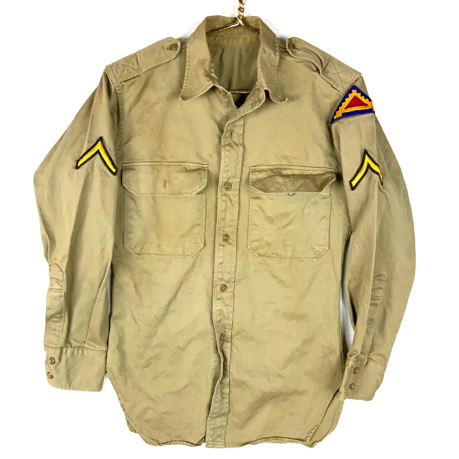 ビンテージ 米軍 U.S ARMY ヘリクルー シャツ　MEDIUM-SHORT 40s 米軍 U.S.ARMY M-47 HBT ヘリンボーンツイルジャケット