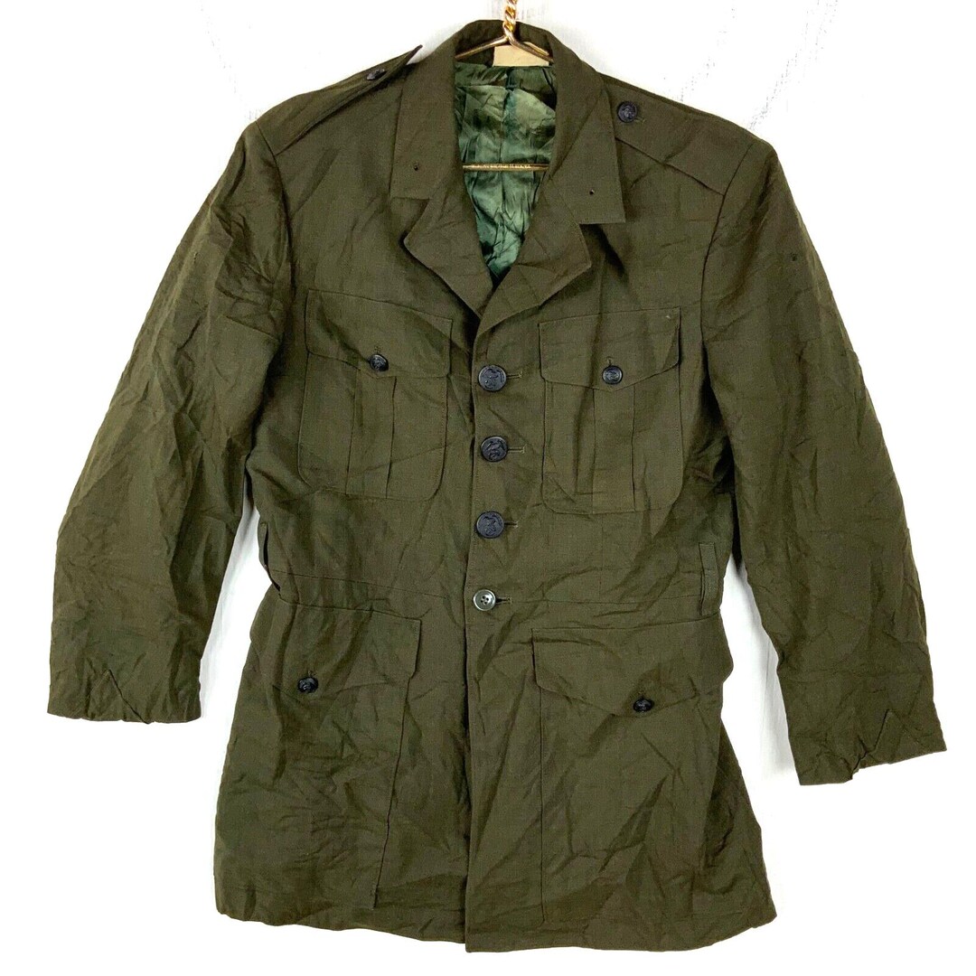 Manteau tropical vintage en poly laine militaire américaine taille