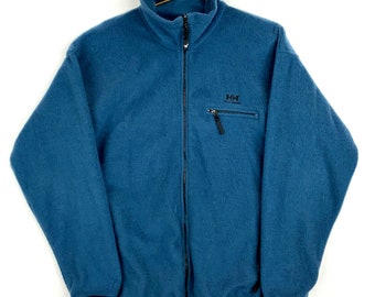 Vintage Helly Hansen Full Zip Fleece Sweater Jacket Size Large Blue