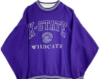 vintage Kansas State Wildcats Gear sweat grand Ncaa violet des années 90