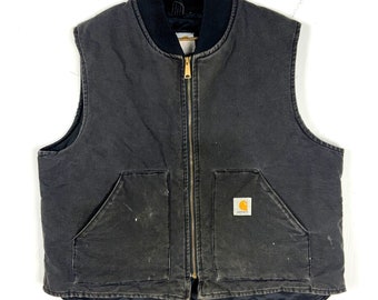 Vintage Carhartt Quilted Full Zip Vest 2XL Black Workwear