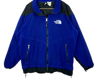 The North Face Fleece Sweater Jacket Size Extra Large Full Zip Blue Tnf Collared