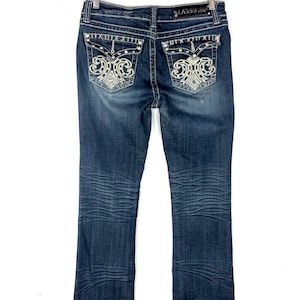 vintage La Idol - Jean bootcut femme 31 x 34 ans bleu strass Année 2000