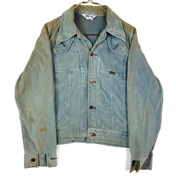 Vintage Wrangler 1970s Corduroy Denim Jacket Small Blue Button up