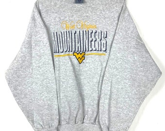 Felpa vintage West Virginia Mountaineers Logo 7 taglia 2XL Ncaa Made Usa anni '90